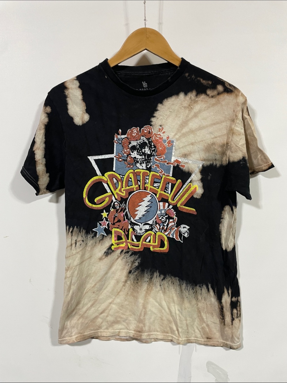 Grateful Dead Black & Beige Tie-Dye Graphic Tee